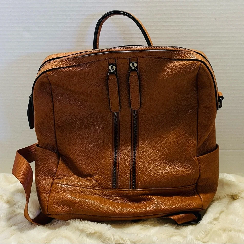 S-ZONE Women Genuine Leather Backpack Casual Convertible Shoulder Bag Purse
